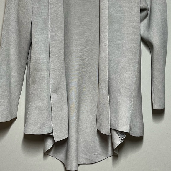 EILEEN FISHER  BONE  SILK & ORGANIC COTTON INTERLOCK OVAL BACK JACKET - Picture 5 of 6